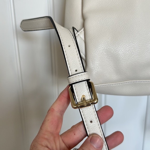 Guess Small Faux Leather Backpack Bag Studded Cream/Off White/Gold - Picture 5 of 16